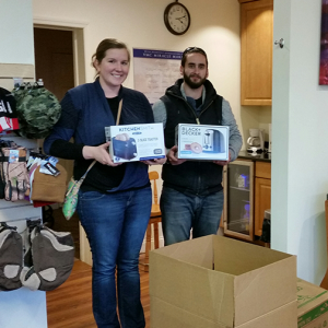 Raquel and T drop off our VMC donations - photo provided by raquel