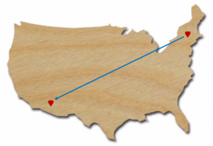 Map - NY to AZ with Hearts in Each State