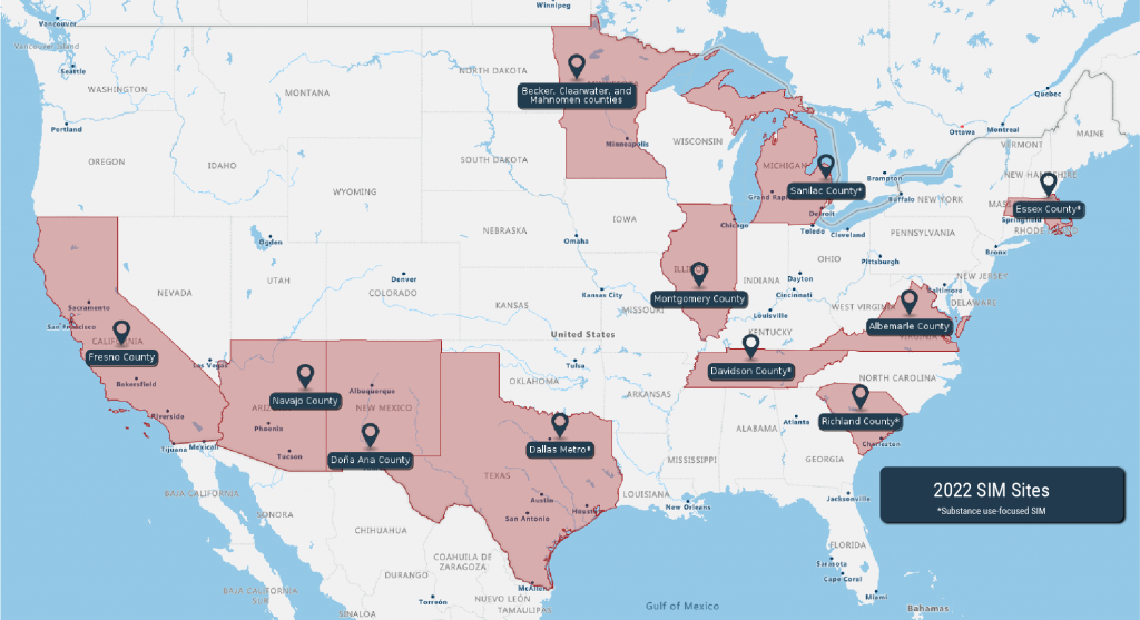 2022 SIM Sites Selected Map Graphic